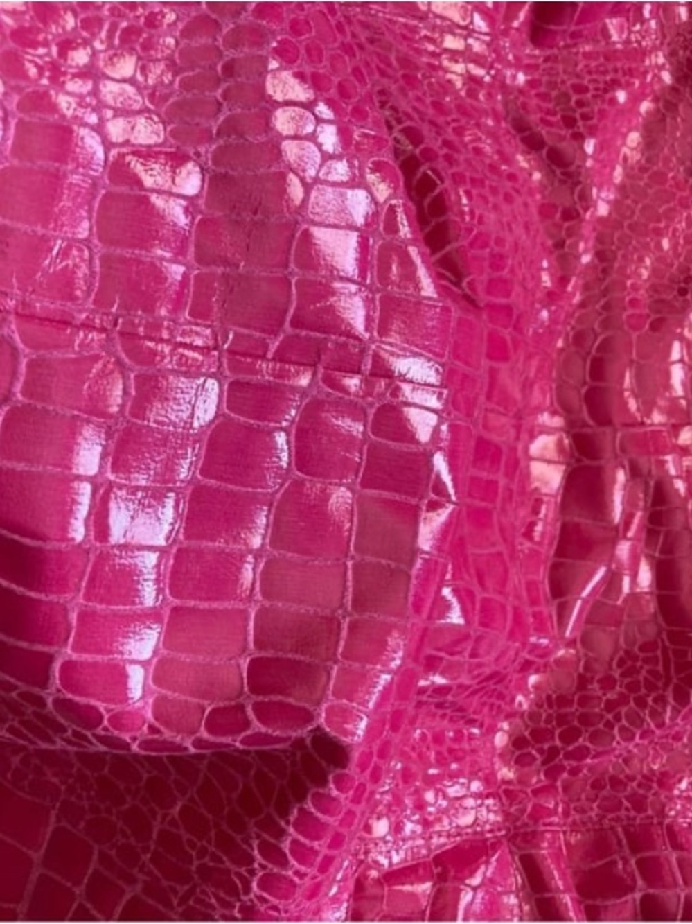 Berek Hot Pink Faux Crocodile Skin Y2K Peplum Jacket Waist Tie Size M RARE - Picture 6 of 10